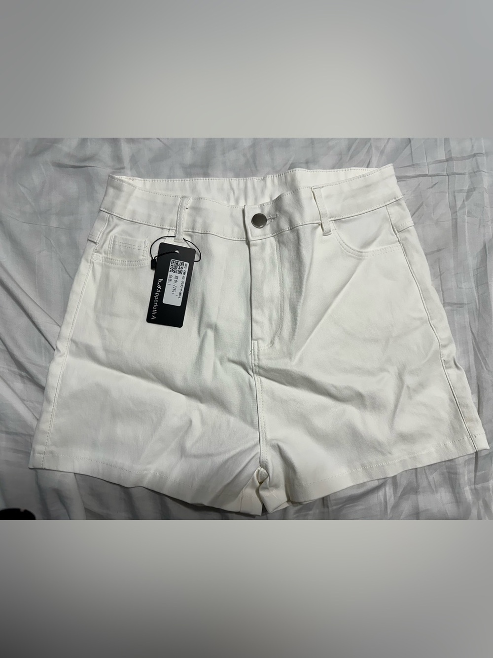 White High-Waist Shorts with Button Front
